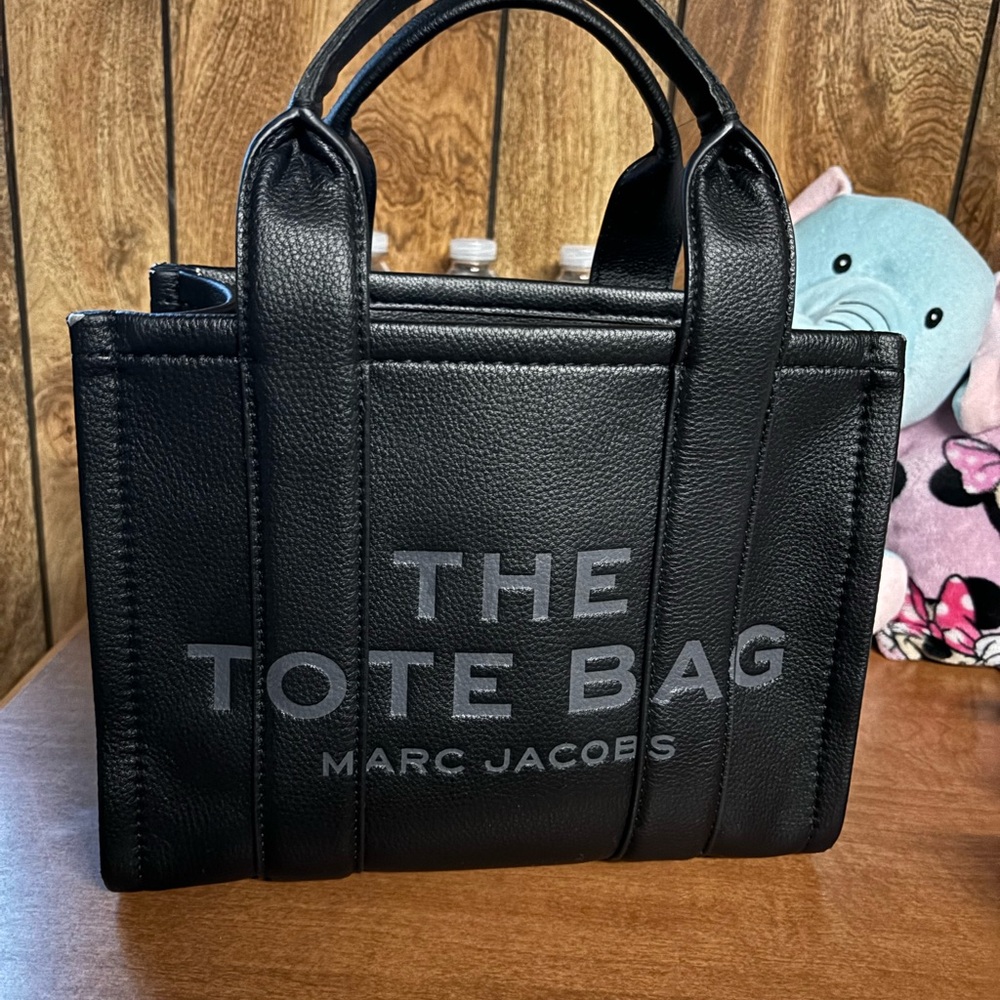 Marc Jacobs Black Canvas Tote Bag with Leather Trim